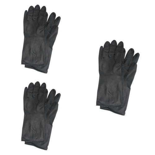 Trimaco 3-Pack Black Reusable Rubber Gloves Large Tear Resistant Work Protection