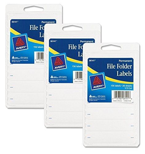Avery file folder labels, 2.75 x 0.625 inches, white, 468-count (6141) for sale