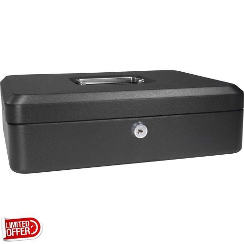 SALE BARSKA CB11834 12 inch Cash Box Safe w/ Key Lock, Black Portable