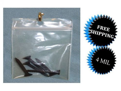 1000 pcs Clear Pharmacy Zip lock 4 Mil w/ Hang Hole Plastic Bags 3x5 inch