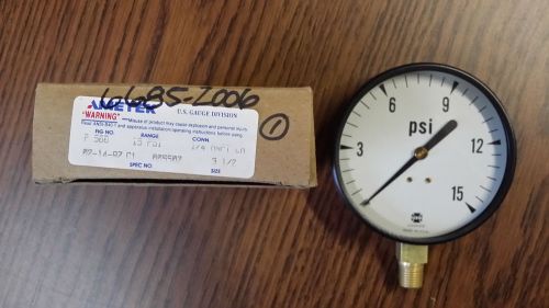 Ametek Pressure Gauge, Spec 00550Z/P500, 3.5&#034;D, 15PSI, 14NPT, LH Thread!