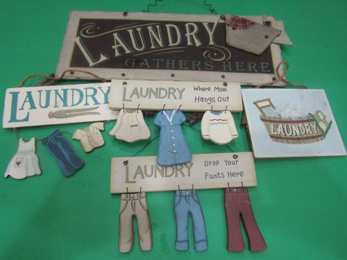 5 PC Laundry Room Sign/ Laundry Plaque/  Wood Sign