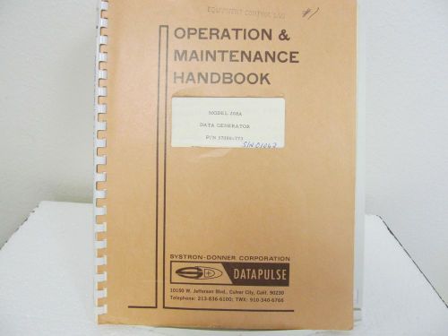 Systron-Donner 208A Data Generator Operation/Maint. Handbook w/schematics