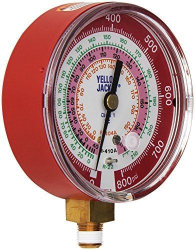 Yellow jacket 49137 3-1/8&#034; red pressure, 0-800 psi, r-22/404a/410a gauge degrees for sale