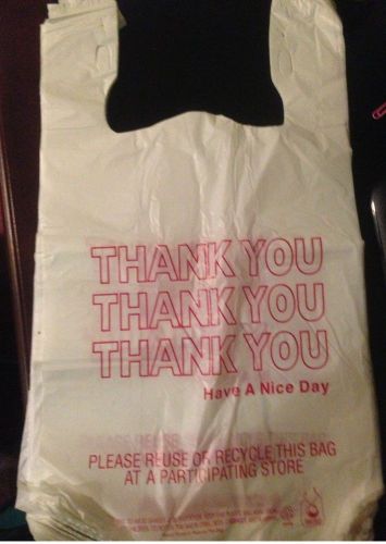 Lot of 1000 White Plastic Thank You Grocery Shopping T-Shirt Bags  12 &#034;x 6&#034;x21&#034;