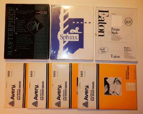 Eaton, Sphinx, Masterpiece &amp; Avery Paper &amp; Labels- Vintage Lot of 7 Items-