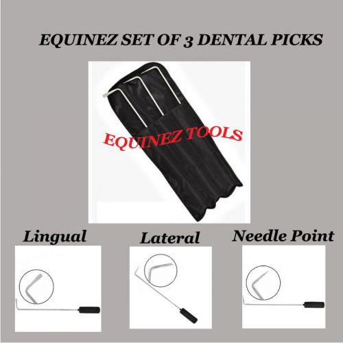 Equine Set Of 3 Dental Picks, Hand Crafted, Stainless Steel, Dental,Equine