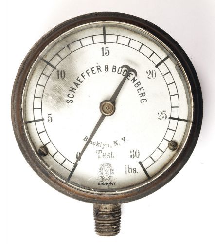 Vintage Schaeffer &amp; Budenberg Brass &#039; Bourdon&#039; Pressure Gauge Brooklyn N.Y.