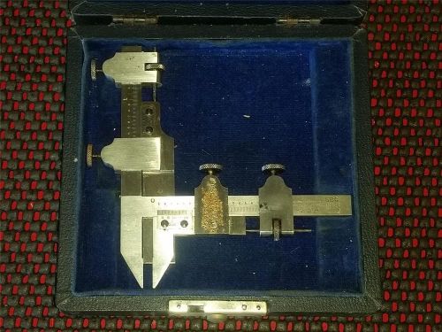Brown &amp; Sharpe 580 Gear Tooth Vernier Caliper 20-2 D.P. Micrometer Leather Case