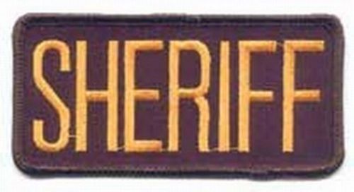2 SMALL SHERIFF PATCHES/ BADGE EMBLEM  4 1/4 inches x 2 inches GOLD / BLACK