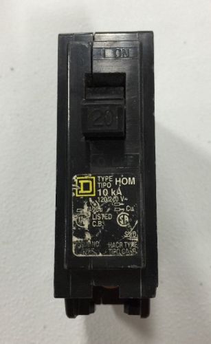 Square D HOM120 Circuit Breaker 1 Pole 20 Amp 120/240 Volt