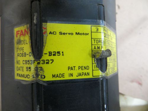 Fanuc Servo Motor - 1-0 - Type:  A06B-0522-B251 - Used - AM8434P