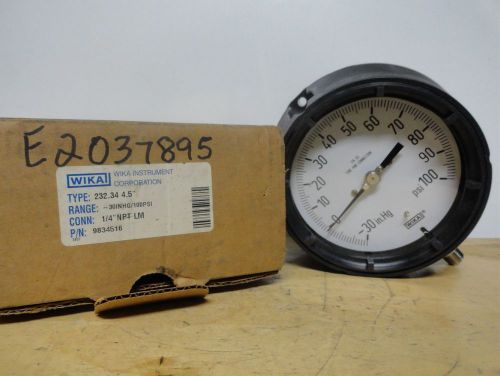 Wika * gauge * type: 232. 34 4.5&#034; * part number 9834516 * 100 psi * new in box for sale