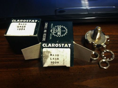 2 CLAROSTAT POTENTIOMETER RA20LASB103A in boxes switch