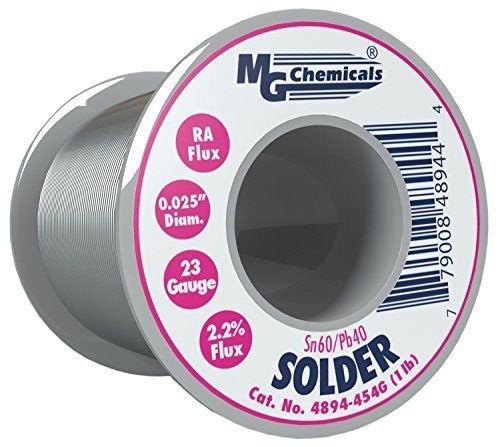 Mg chemicals 4890 series sn60/pb40 rosin core leaded solder, 0.025&#034; diameter, 1 for sale