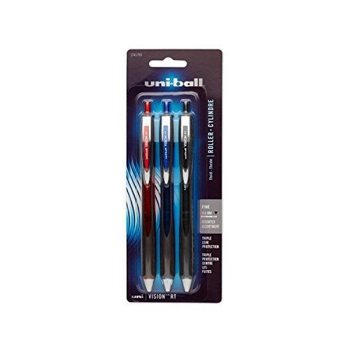 uni-ball Vision RT Retractable Roller Ball Pens, Fine Point, Assorted Colored