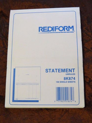 Rediform Statement Book 8K874 Unruled-100 Single Sheets ( B14)