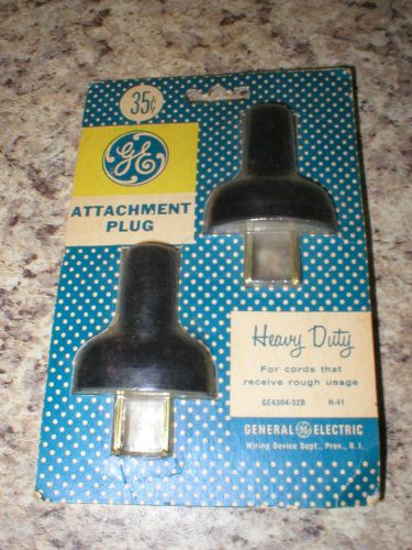 2 Vintage GE Heavy Duty Attachment Plugs NIP - Lamp Fan Radio Appliance