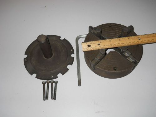 6&#034; 4 -jaw independent lathe or grinding chuck / 1 in shank backing plate for sale