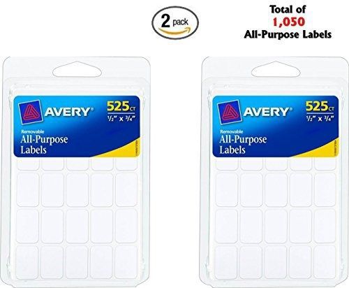Avery removable labels, rectangular, 0.5 x 0.75 inches, white, pack of 525 for sale