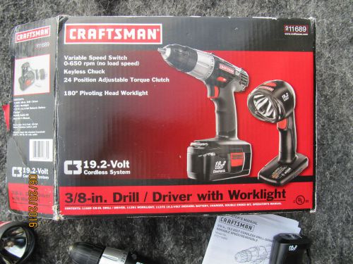 New craftsman 3/8&#034; cordless drills, flashlight and charger for sale