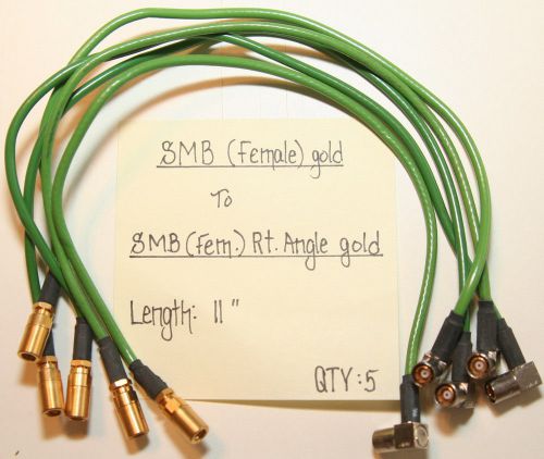 (5) SMB(Female) Gold to SMB(Female) Right Angle Gold Cables 11&#034;