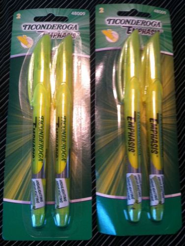 NEW TICONDEROGA EMPHASIS FLUORESCENT HIGHLIGHTERS, CHISEL TIP, 4 PK, YELLOW