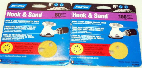 5 inch norton hook &amp; sand loop sanding discs 3 @ 60 grit / 4 @ 100 grit for sale