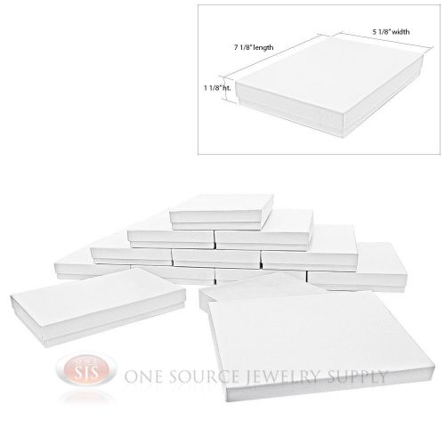 12 White Swirl Cardboard Cotton Filled Jewelry Gift Boxes 7 1/8&#034; x 5 1/8&#034; Box