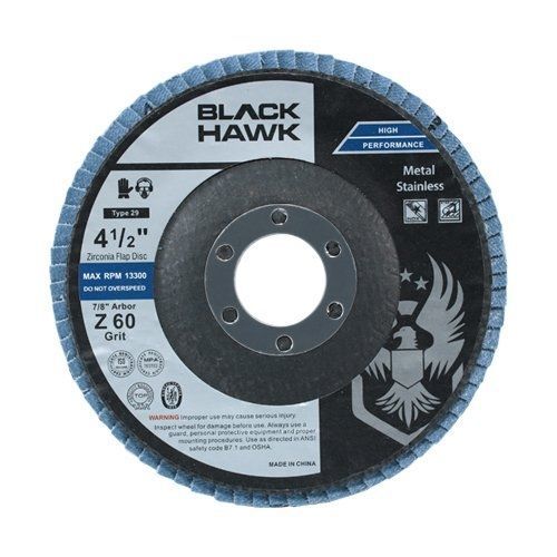 10 Pack 4-1/2&#034; x 7/8&#034; Black Hawk Zirconia Grinding &amp; Sanding Flap Discs T27 (60