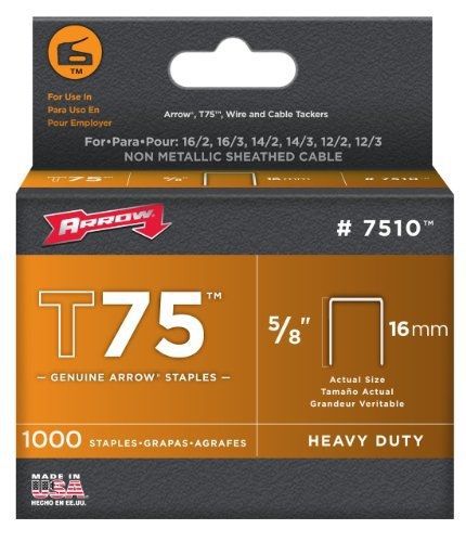 Arrow Fasteners Arrow Fastener 7510 5/8&#034; T75 Staples 1,000 Count