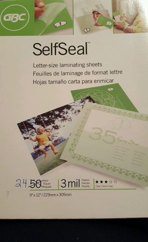 GBC SelfSeal Letter-size laminating sheets, Pack of 24, 3 mil, 9&#034;x12&#034;