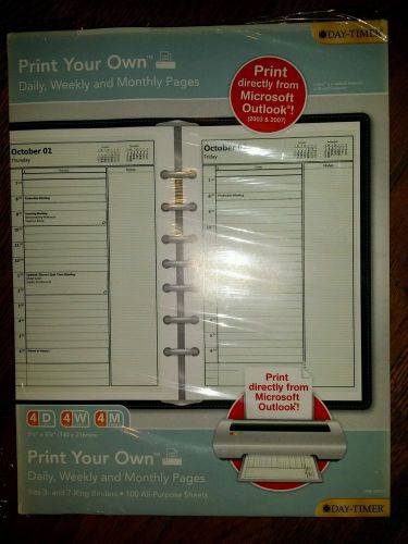 Day-Timer Acco Green Print Your Own Daily, Weekly, Monthly Pages, 29021 NEW