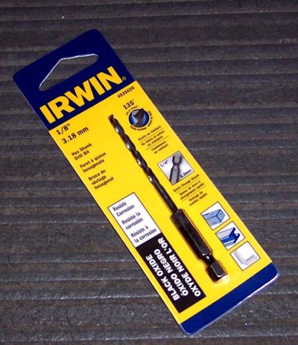 Irwin 4935636 1/8&#034; black oxide drill bit with 1/4&#034; quick change hex shank for sale