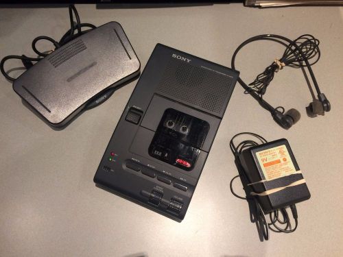 Sony M-2000 Microcassette Transcriber AC Adapter Foot Pedal Headphones