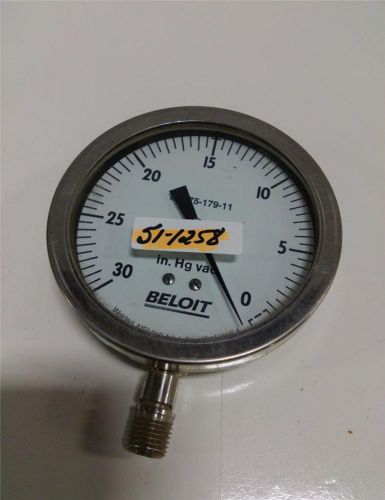 Beloit vacuum gauge 0-30 in. hg vac for sale