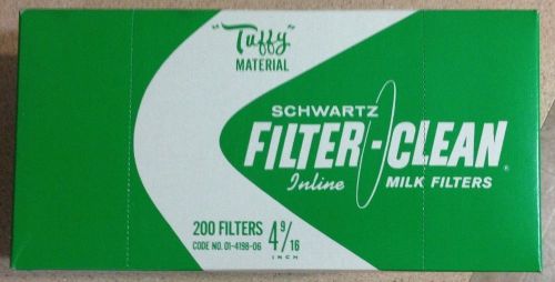 Schwartz Tuffy Milk Filters - 4 and 9/ 16 in.  One box of 200 Filters FREE SHIP