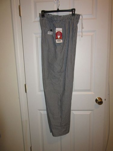 CHEF WORKS AUTHENTIC) Chef Pants size Large Black White checked  NWT