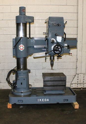 3&#039; Arm 9&#034; Col Dia Ikeda RMS 9 RADIAL DRILL, 3 HP,#4MT, Box Tbl,Power Elevation