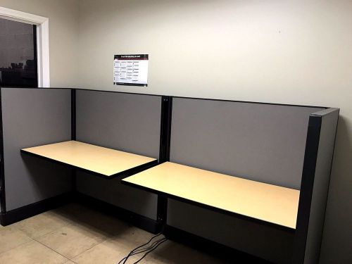 Adjustable modular partition desk maple. for sale