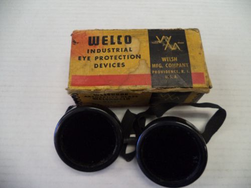 Antique welsh welder&#039;s goggles w/box welco industrial eye protection for sale