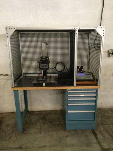 Telesis pinstamp tmp1700 with tmc470 controller mounted on lista workbench +++ for sale