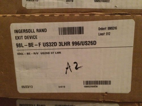 Ingersold rand 98l-be-f 3lhr/3rhr fire rated surface mounted exit device 6 each for sale