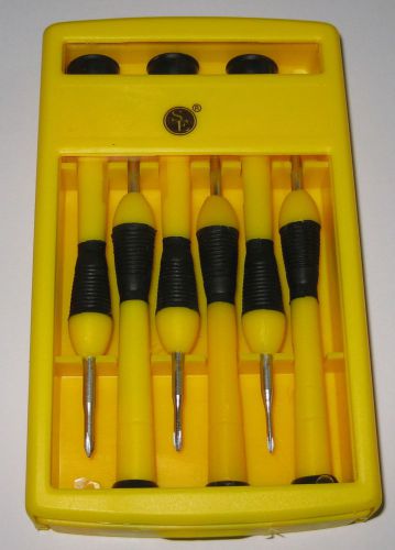 6 Piece Professional Precision Slotted and Phillips Screwdriver Set in Case