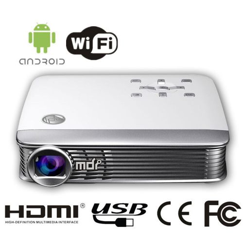 MDI M8 White Portable Multimedia 3D Projector, 40&#034;-200&#034;, 1080P DLP, Wifi Enabled