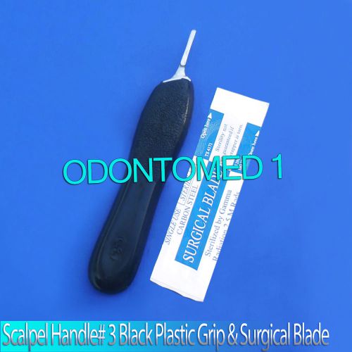 Scalpel Handle# 3 Black Plastic Grip &amp;10 Surgical Blade#15 Dental Instrument