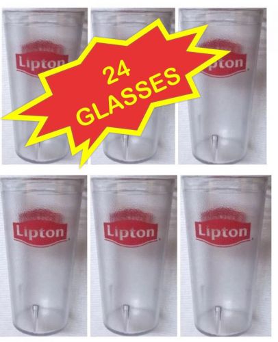 24 New Lipton 20 oz Carlisle Stackable Restaurant Tumblers 5220 Clear Pebbled