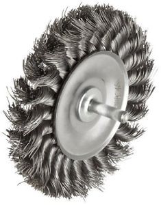 Weiler Standard Wire Wheel Brush, Round Shank, Steel, Partial Twist Knotted, 4&#034;