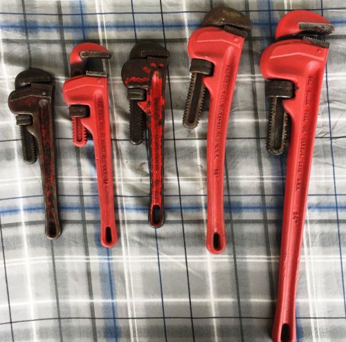 Lot 0f 5 Rigid Pipe Wrenches Assorted Sizes FREE SHIPPING