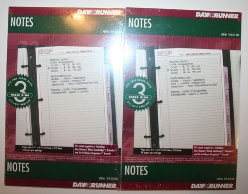 Lot 2 Day Runner Notes Refill Pages 011-200 Classic Edition 3 Ring 5.5&#034; x 8.5&#034;